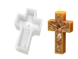 Molde silicona cruz con cuerpo de cristo